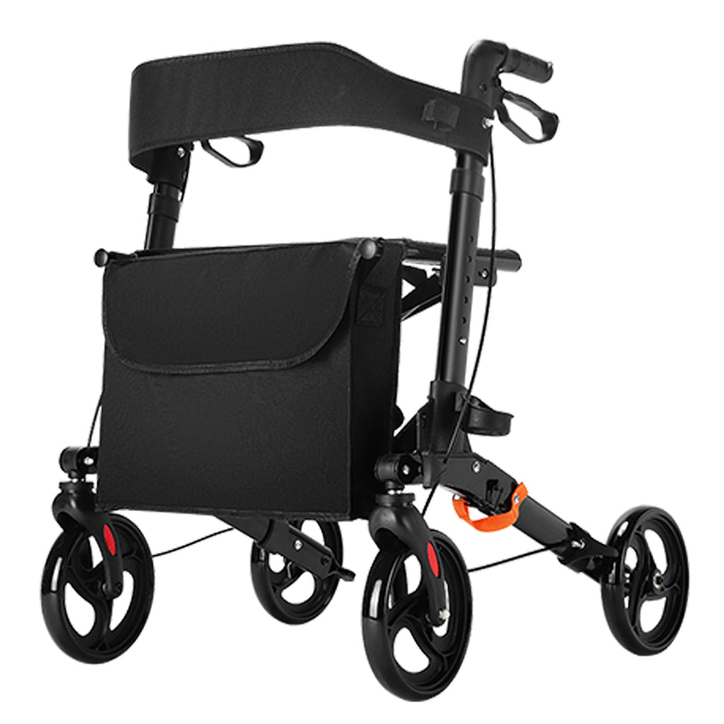 ByteTecpeak R1 Leichter faltbarer Rollator mit Sitz, höhenverstellbar, nur 8 kg, bis 100 kg belastbar, mit Einkaufstasche