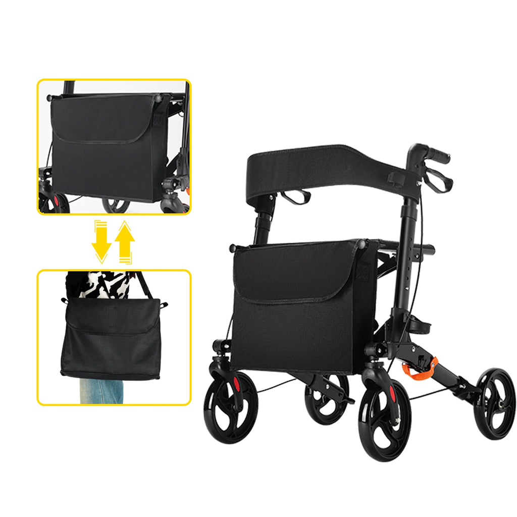 ByteTecpeak R1 Leichter faltbarer Rollator mit Sitz, höhenverstellbar, nur 8 kg, bis 100 kg belastbar, mit Einkaufstasche