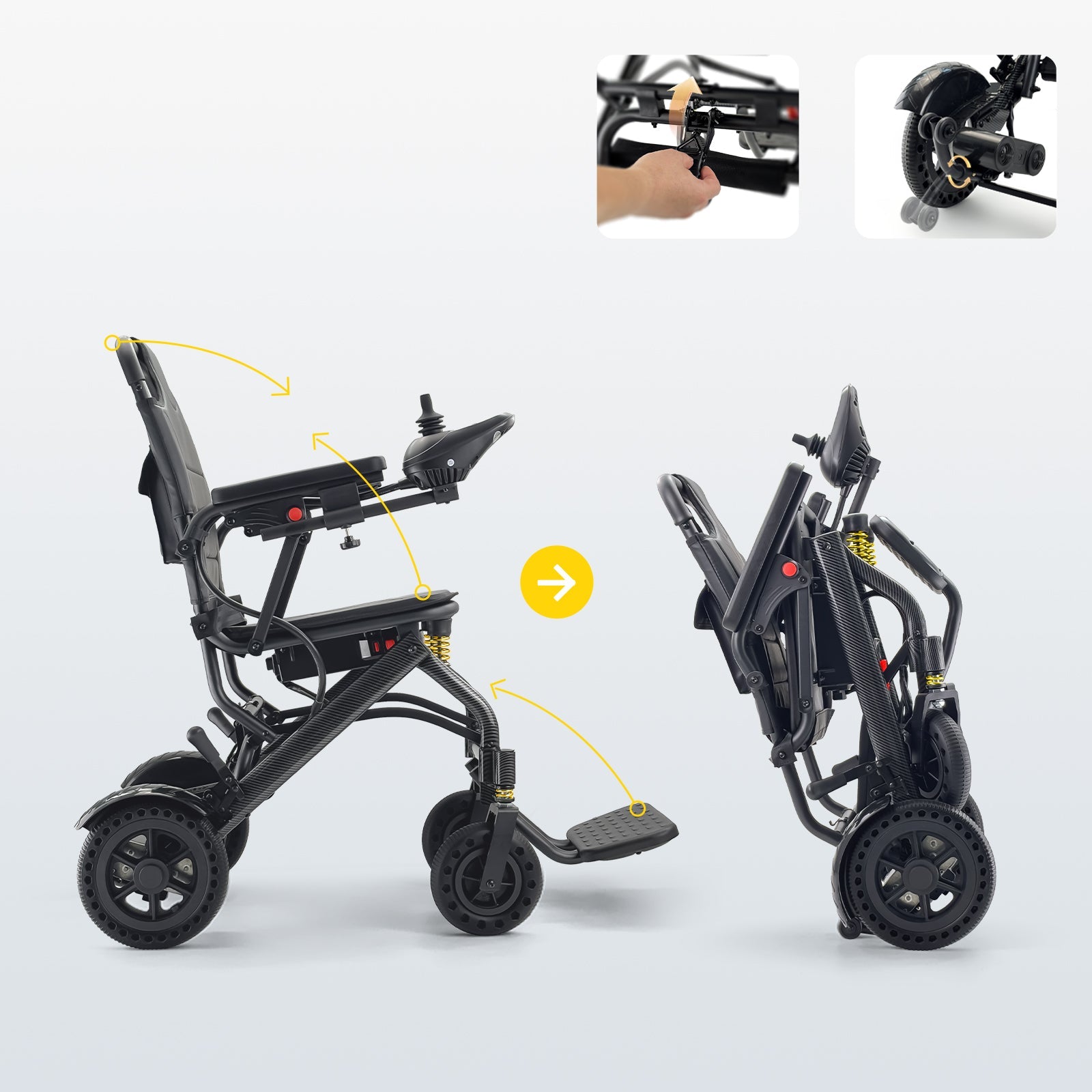 ByteTecpeak D13 Doppelfeder Elektrorollstuhl - 500W Motor / 20 km Reichweite