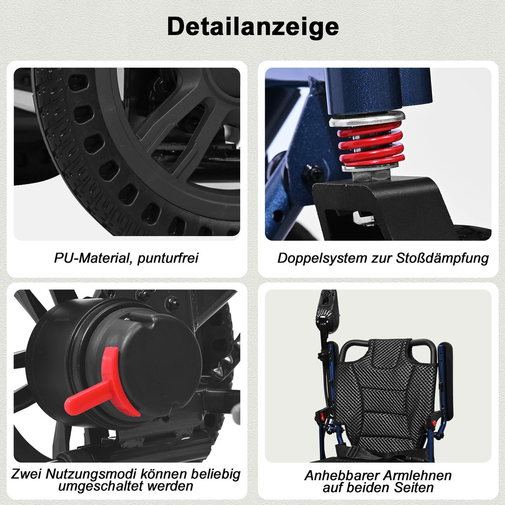 ByteTecpeak D14 Elektrorollstuhl – 18,5 kg, 500W, 12-Ah-Lithium-Akku, 150 kg Tragfähigkeit.