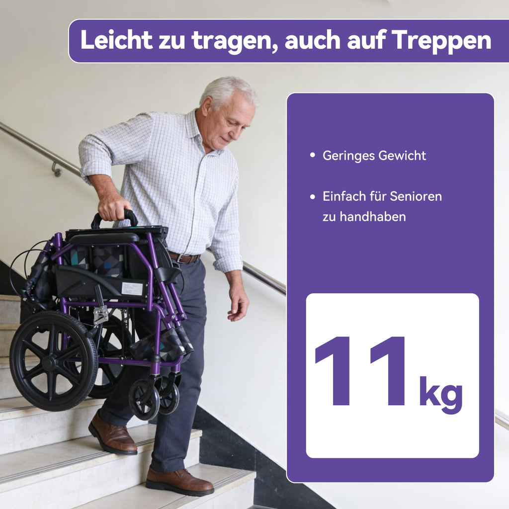 ByteTecpeak M5 Ultraleichter manueller Rollstuhl aus Aluminium, 11 kg, 100 kg belastbar