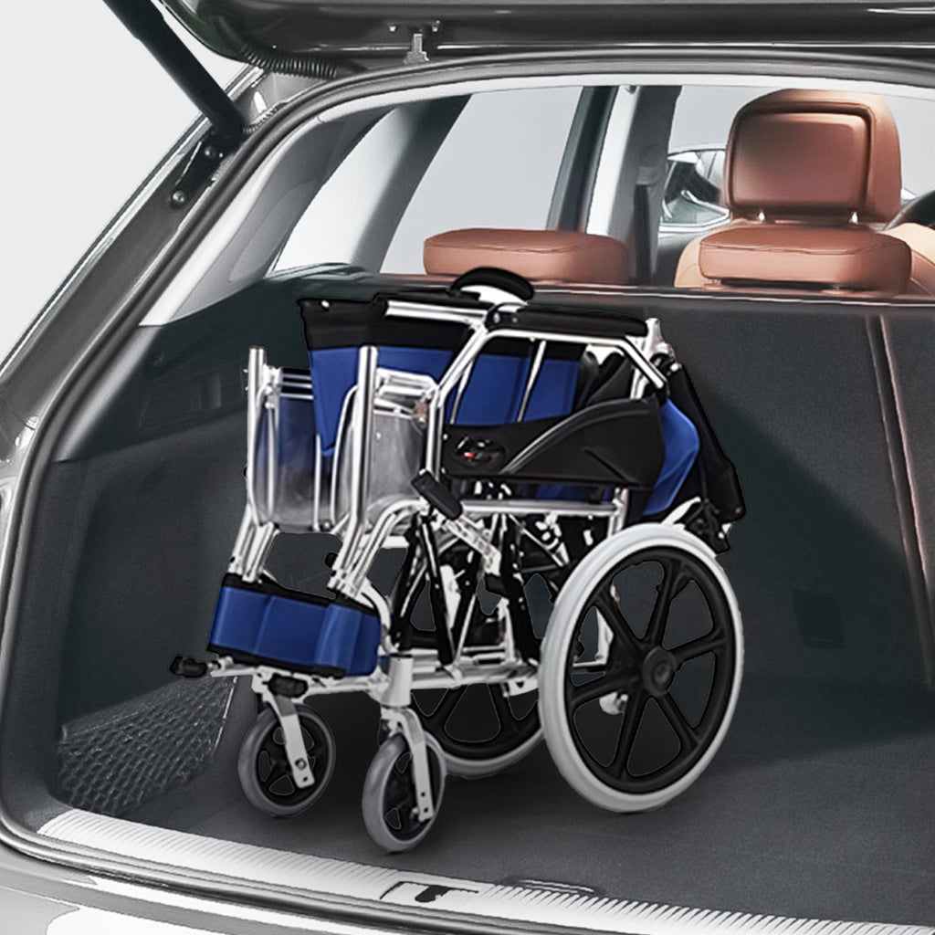 ByteTecpeak M3 Ultraleichter manueller Rollstuhl aus Aluminium, faltbarer Transitrollstuhl für Reise und Alltag, bis 100 kg belastbar