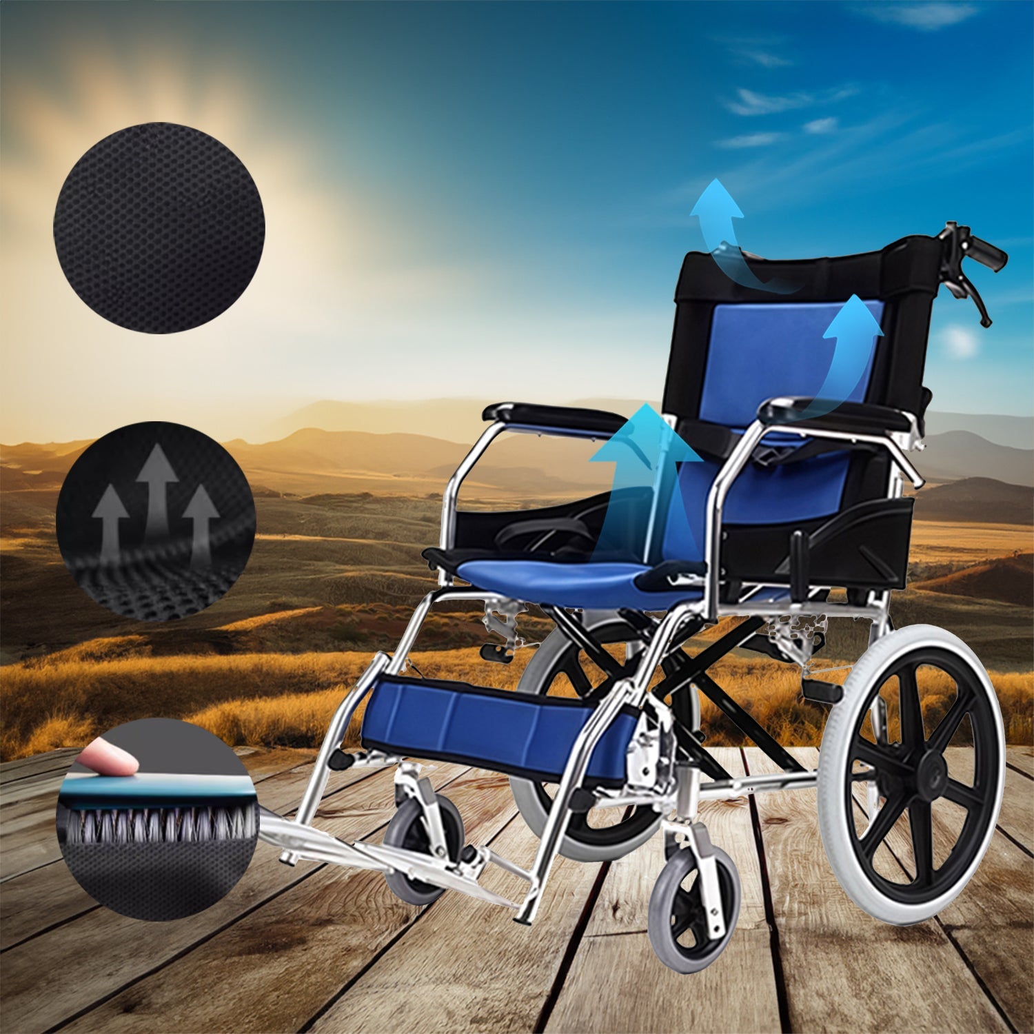 ByteTecpeak M3 Ultraleichter manueller Rollstuhl aus Aluminium, faltbarer Transitrollstuhl für Reise und Alltag, bis 100 kg belastbar