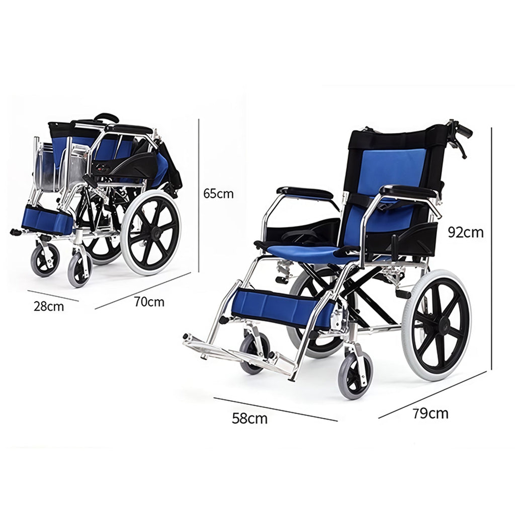 ByteTecpeak M3 Ultraleichter manueller Rollstuhl aus Aluminium, faltbarer Transitrollstuhl für Reise und Alltag, bis 100 kg belastbar