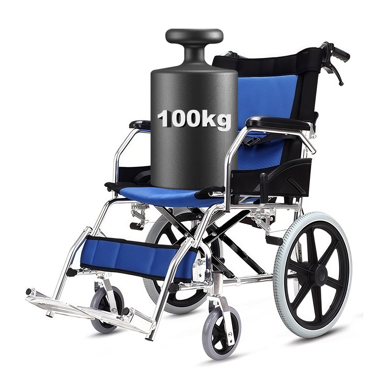 ByteTecpeak M3 Ultraleichter manueller Rollstuhl aus Aluminium, faltbarer Transitrollstuhl für Reise und Alltag, bis 100 kg belastbar