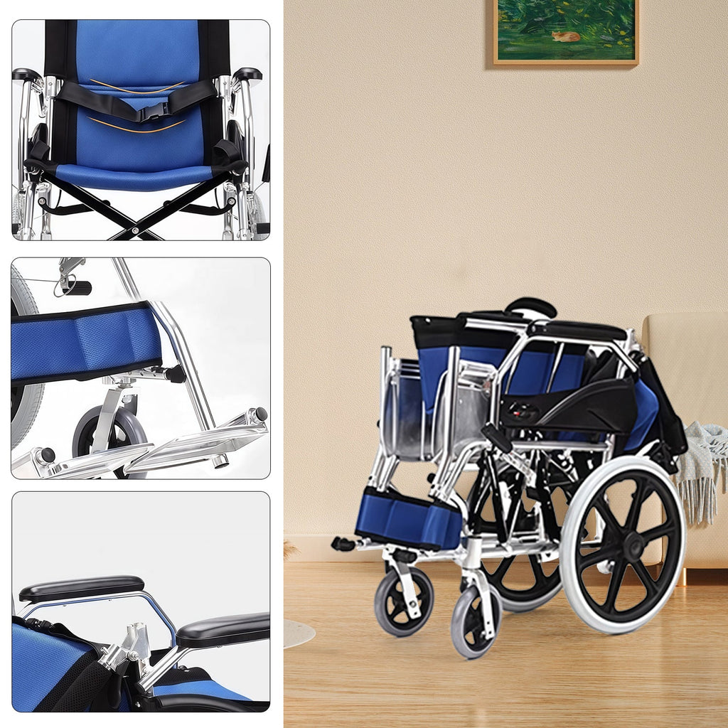 ByteTecpeak M3 Ultraleichter manueller Rollstuhl aus Aluminium, faltbarer Transitrollstuhl für Reise und Alltag, bis 100 kg belastbar