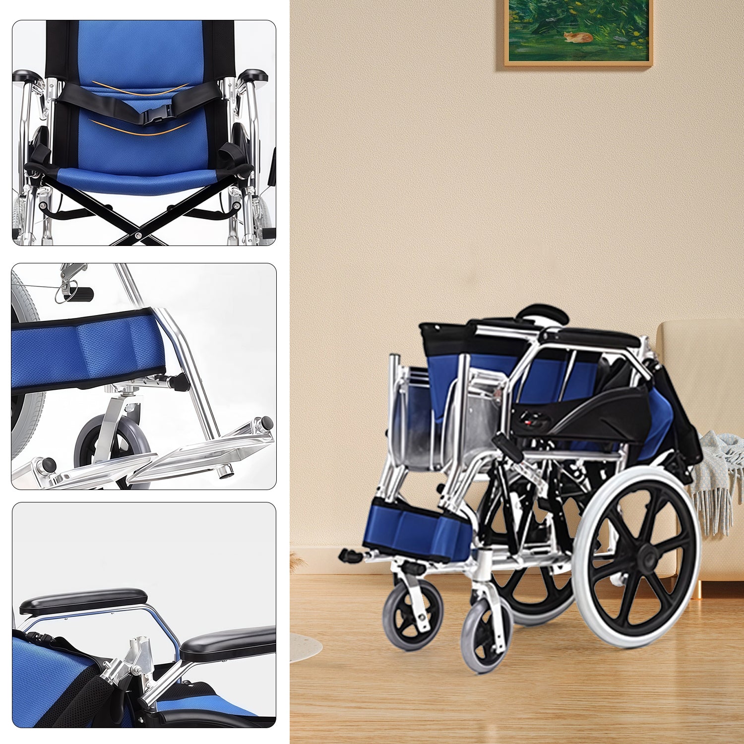 ByteTecpeak M3 Ultraleichter manueller Rollstuhl aus Aluminium, faltbarer Transitrollstuhl für Reise und Alltag, bis 100 kg belastbar