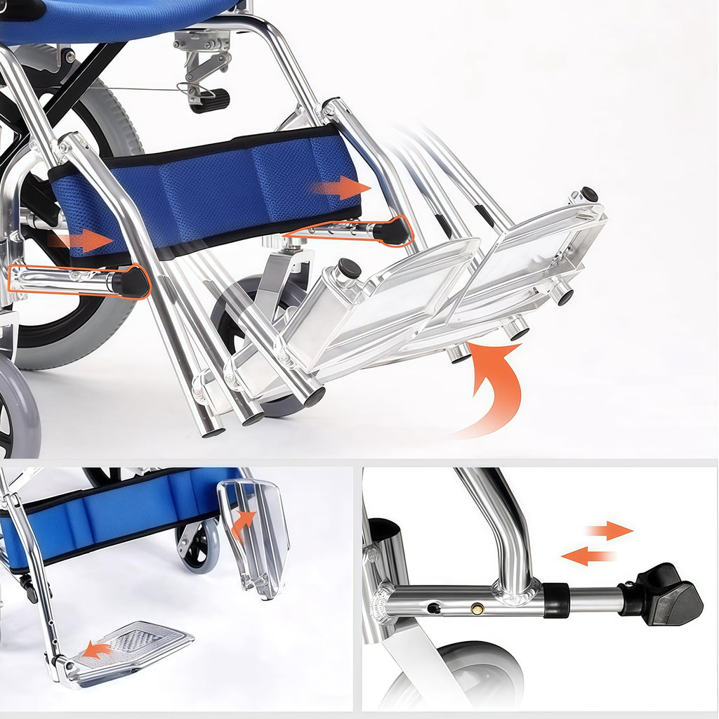 ByteTecpeak M3 Ultraleichter manueller Rollstuhl aus Aluminium, faltbarer Transitrollstuhl für Reise und Alltag, bis 100 kg belastbar