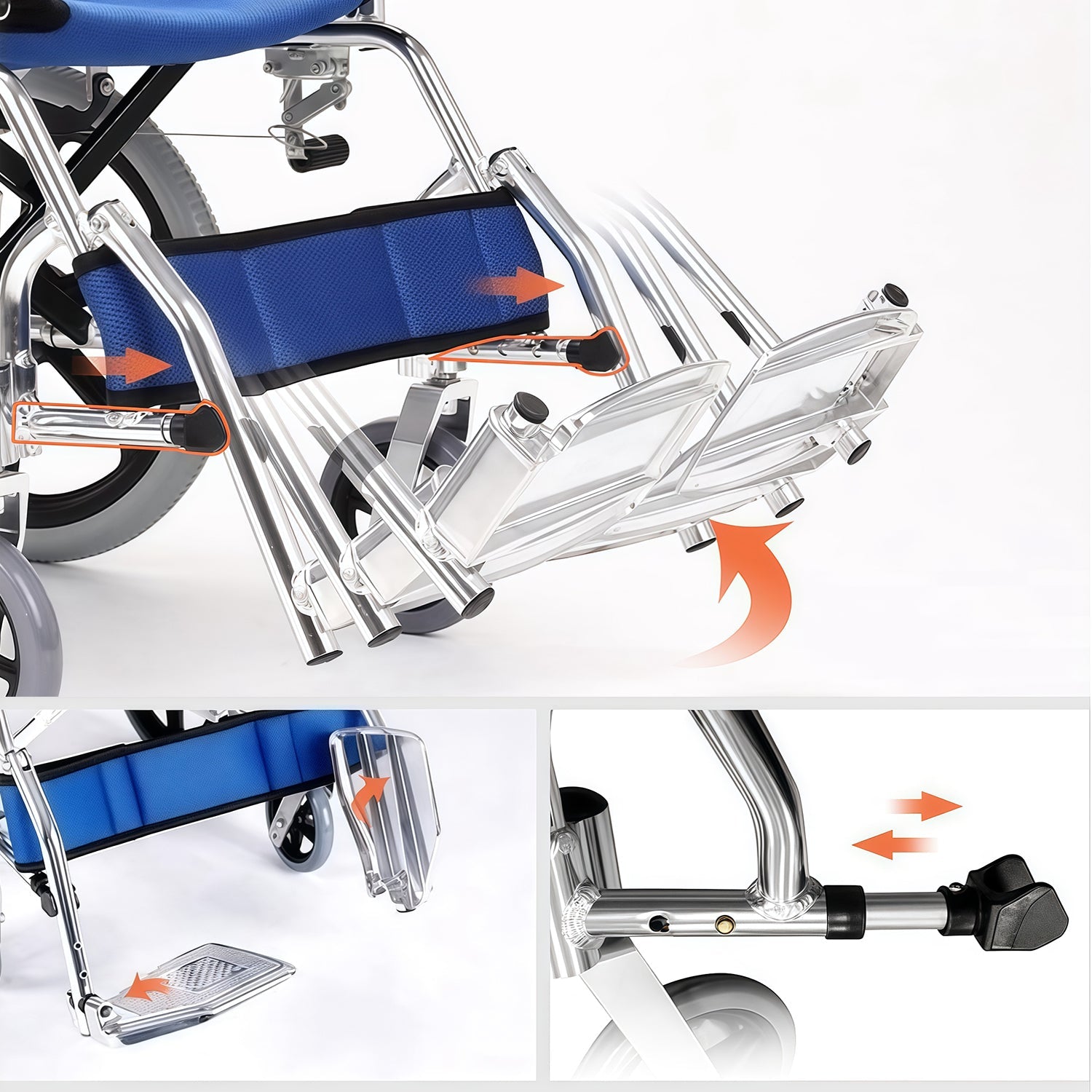 ByteTecpeak M3 Ultraleichter manueller Rollstuhl aus Aluminium, faltbarer Transitrollstuhl für Reise und Alltag, bis 100 kg belastbar