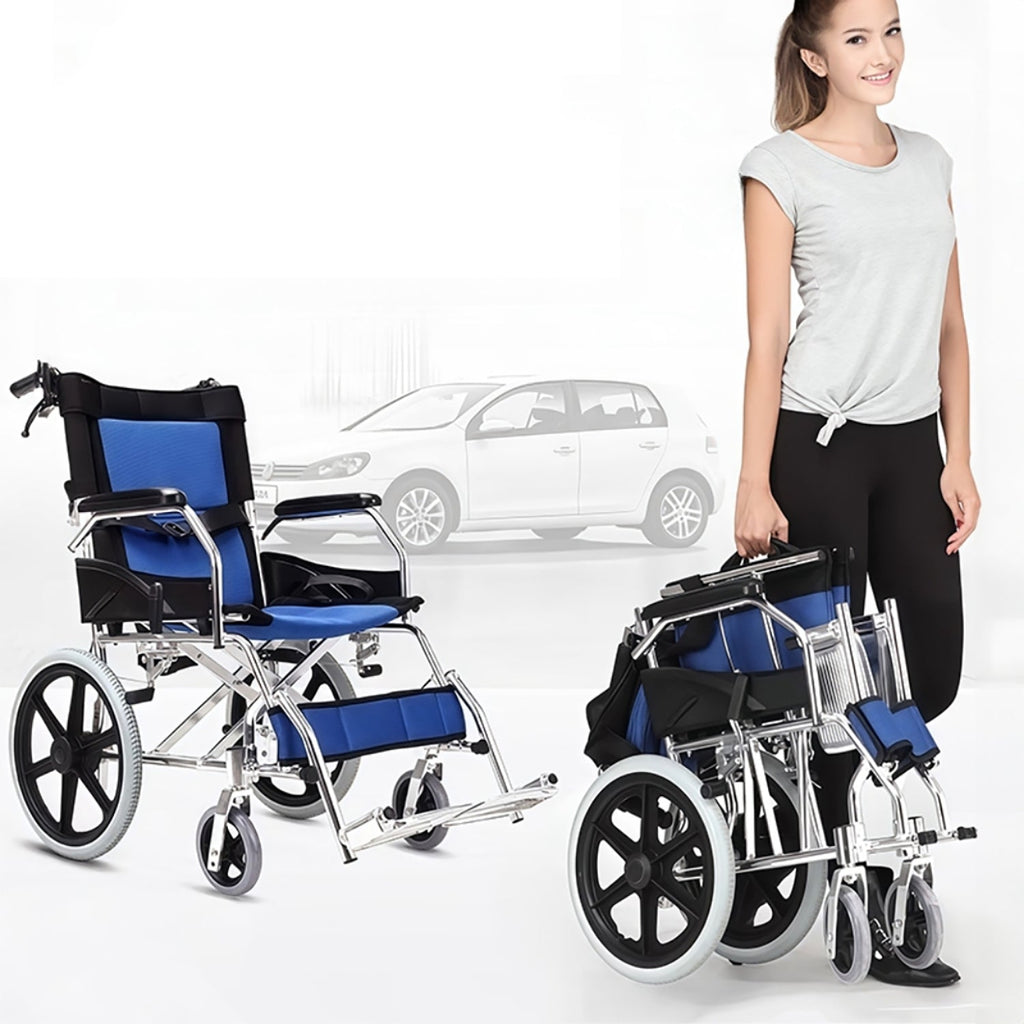 ByteTecpeak M3 Ultraleichter manueller Rollstuhl aus Aluminium, faltbarer Transitrollstuhl für Reise und Alltag, bis 100 kg belastbar