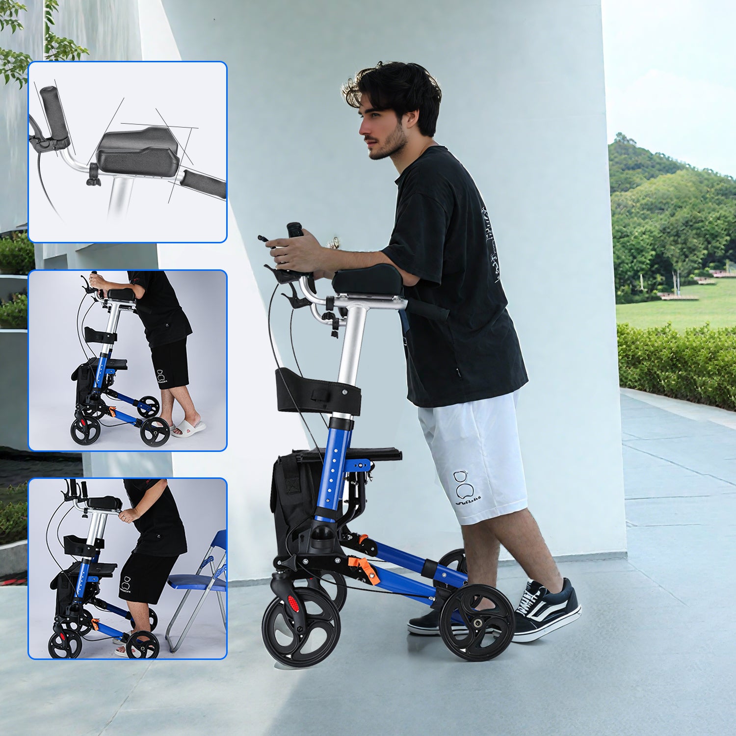ByteTecpeak R2 4-Rad Rollator – Höhenverstellbar mit Sitzfläche, jetzt im Angebot, bis 100 kg
