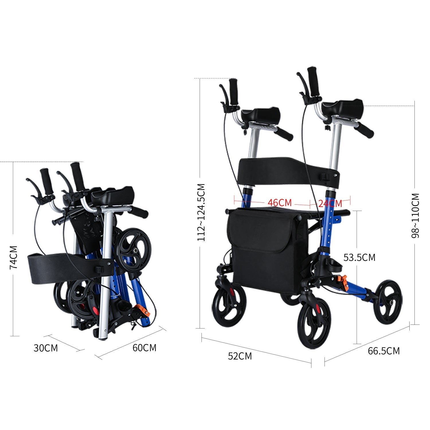 ByteTecpeak R2 4-Rad Rollator – Höhenverstellbar mit Sitzfläche, jetzt im Angebot, bis 100 kg