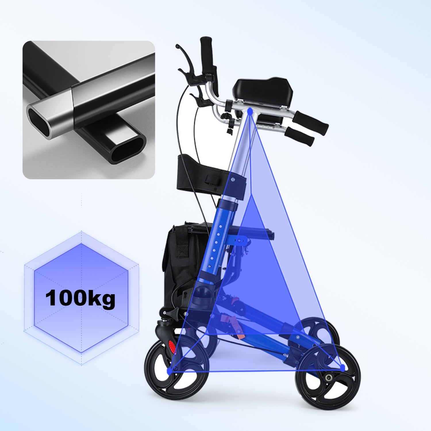 ByteTecpeak R2 4-Rad Rollator – Höhenverstellbar mit Sitzfläche, jetzt im Angebot, bis 100 kg
