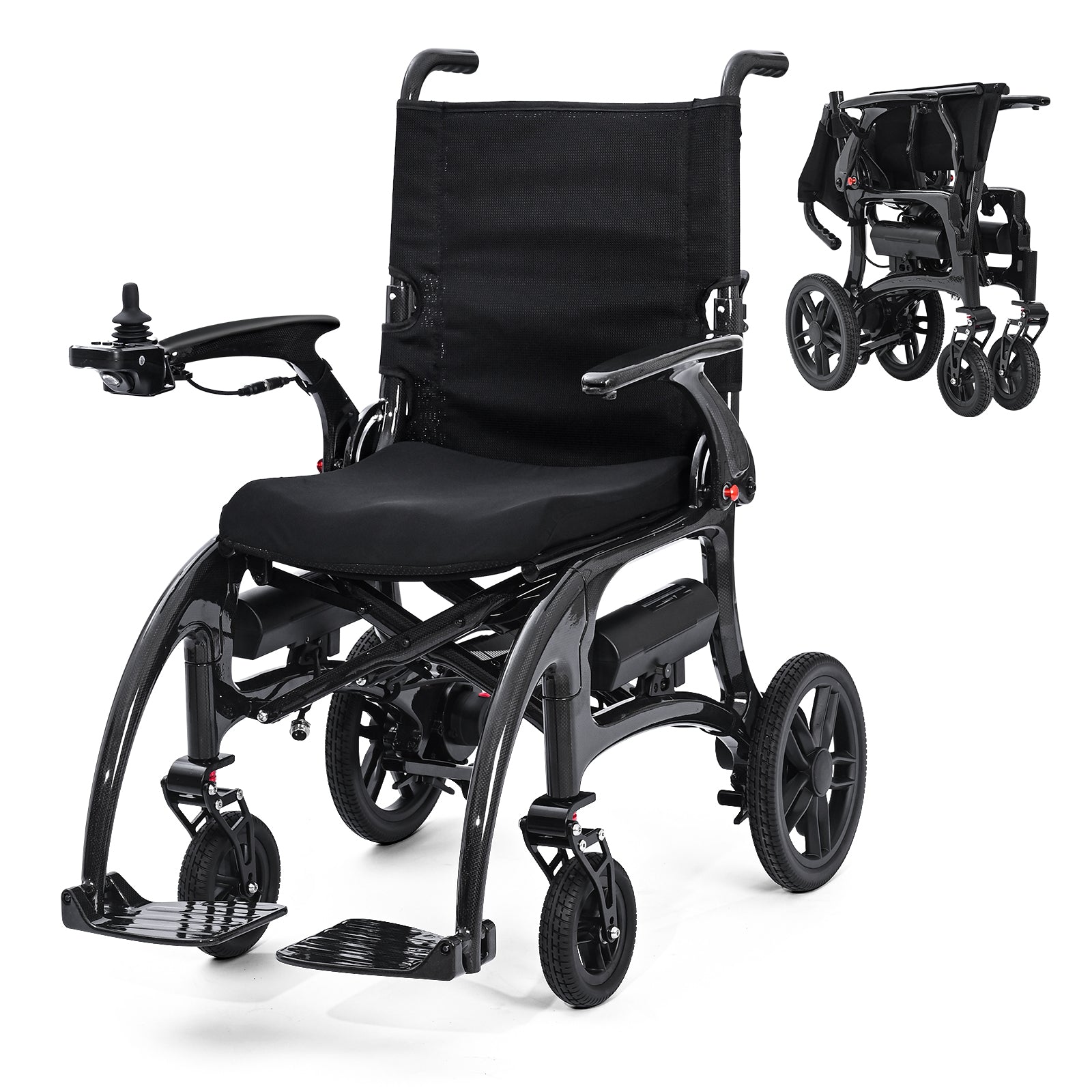 ByteTecpeak XP01 Elektrischer Rollstuhl aus Carbon, 2×8Ah Batterien, Reichweite 25 km